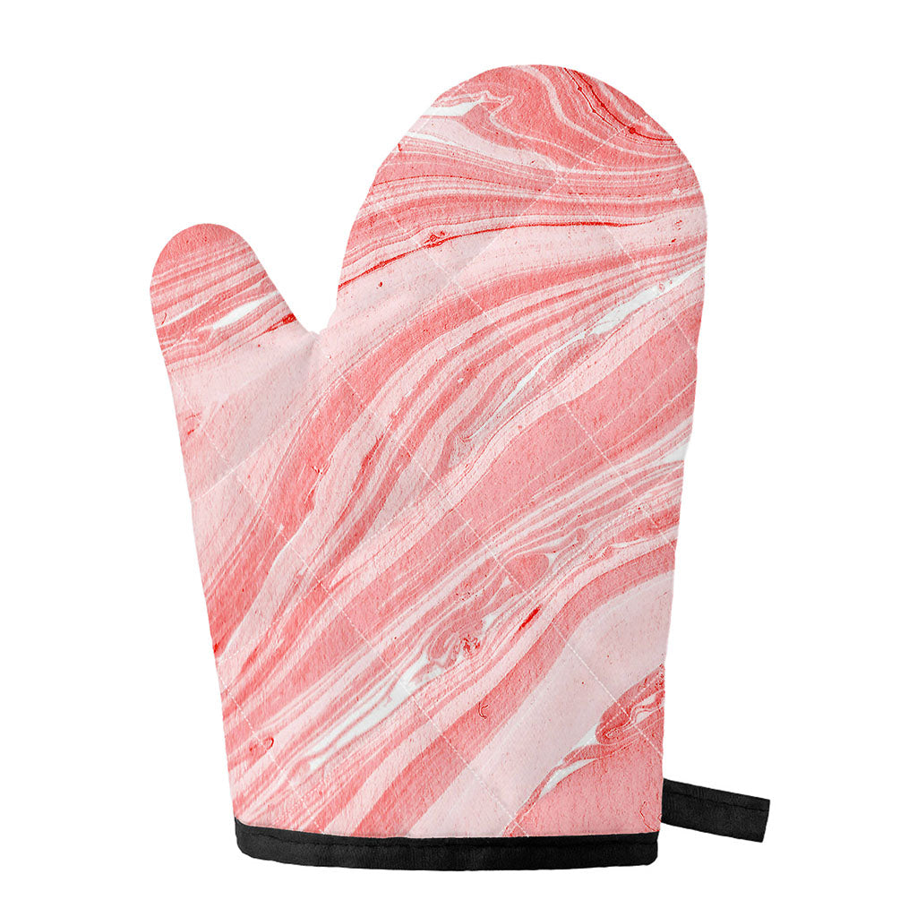 Pink Liquid Marble Print Single Oven Mitt