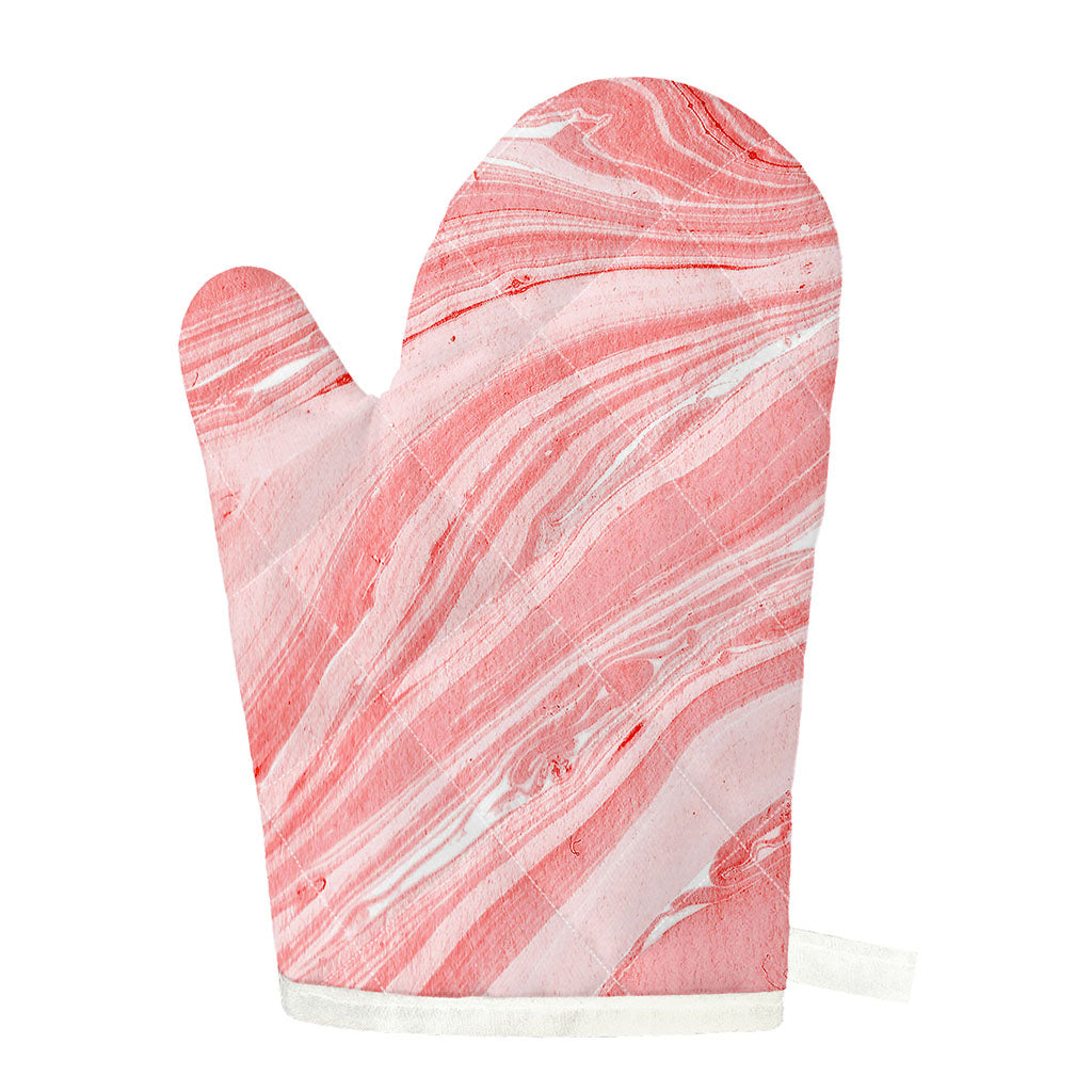 Pink Liquid Marble Print Single Oven Mitt