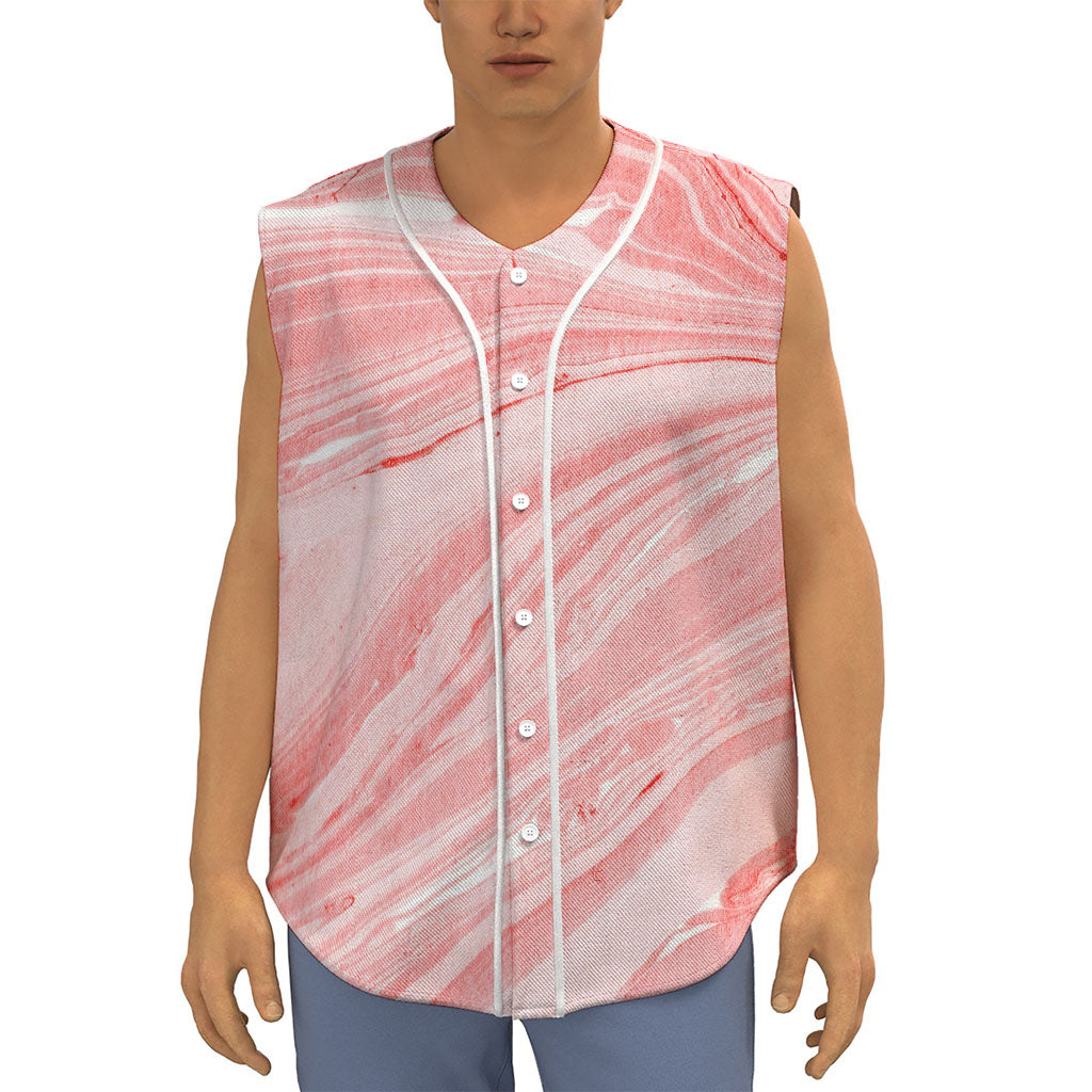 Pink Liquid Marble Print Sleeveless Baseball Jersey