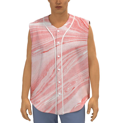 Pink Liquid Marble Print Sleeveless Baseball Jersey