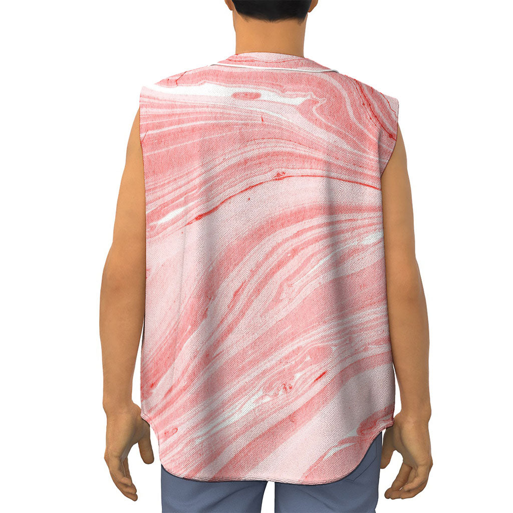 Pink Liquid Marble Print Sleeveless Baseball Jersey