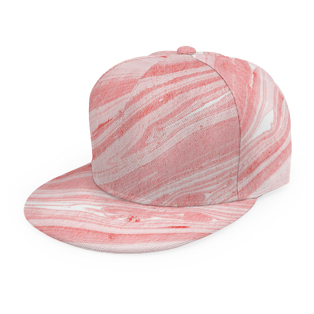 Pink Liquid Marble Print Snapback Cap