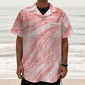 Pink Liquid Marble Print Textured Short Sleeve Shirt