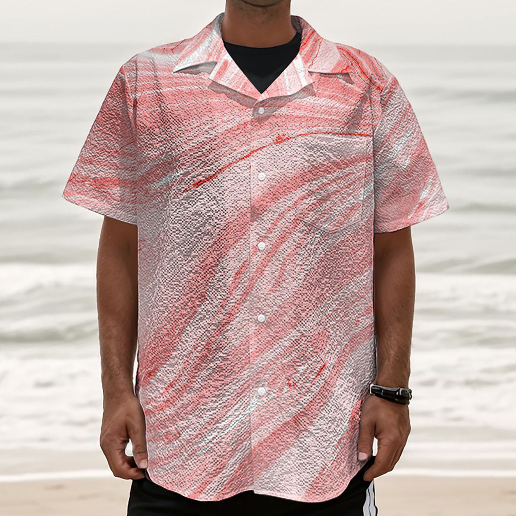 Pink Liquid Marble Print Textured Short Sleeve Shirt