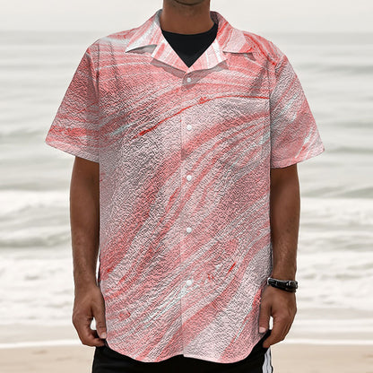 Pink Liquid Marble Print Textured Short Sleeve Shirt