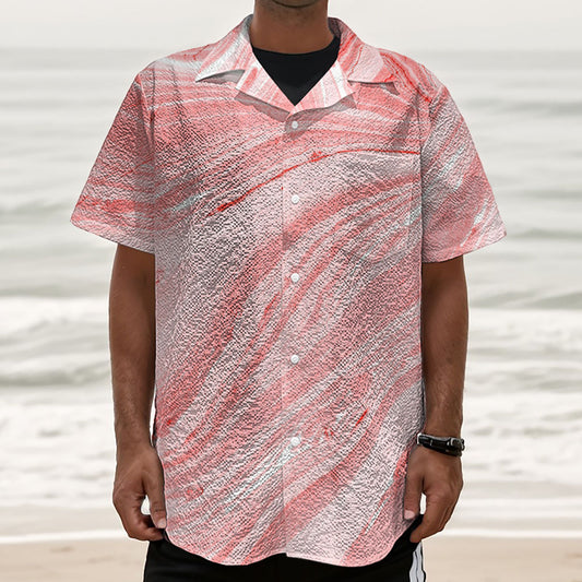 Pink Liquid Marble Print Textured Short Sleeve Shirt