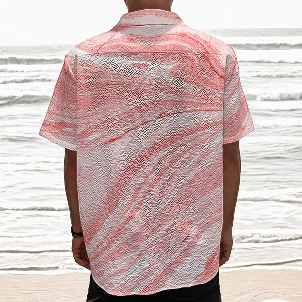 Pink Liquid Marble Print Textured Short Sleeve Shirt