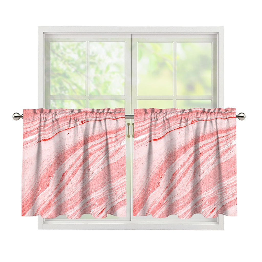 Pink Liquid Marble Print Tier Curtains