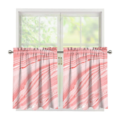 Pink Liquid Marble Print Tier Curtains