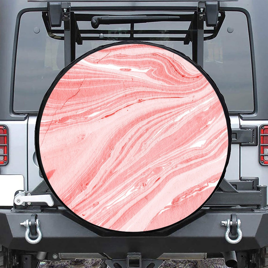 Pink Liquid Marble Print Tire Cover