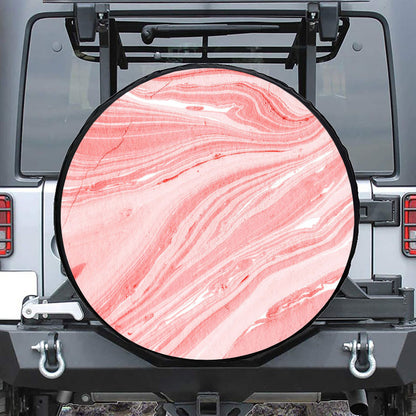 Pink Liquid Marble Print Tire Cover