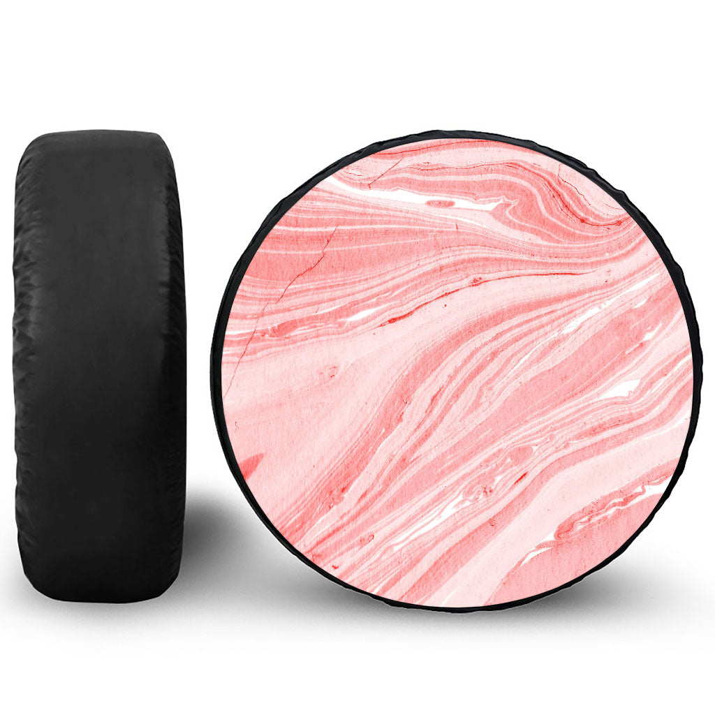 Pink Liquid Marble Print Tire Cover