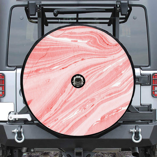 Pink Liquid Marble Print Tire Cover With Camera Hole