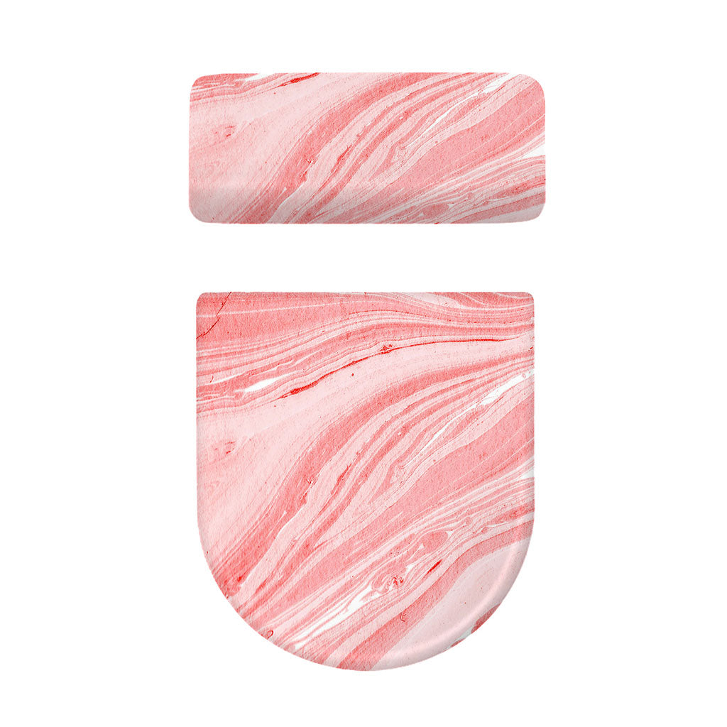 Pink Liquid Marble Print Toilet Lid And Tank Cover Set