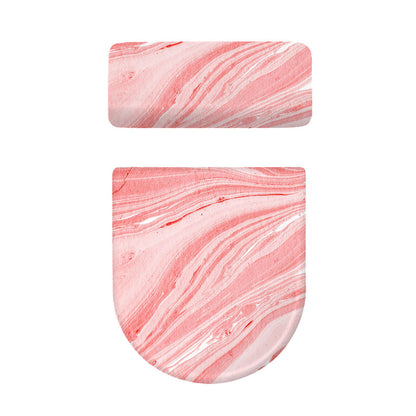 Pink Liquid Marble Print Toilet Lid And Tank Cover Set