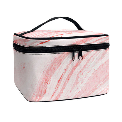 Pink Liquid Marble Print Travel Makeup Bag