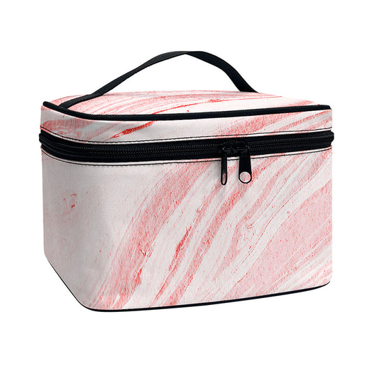 Pink Liquid Marble Print Travel Makeup Bag