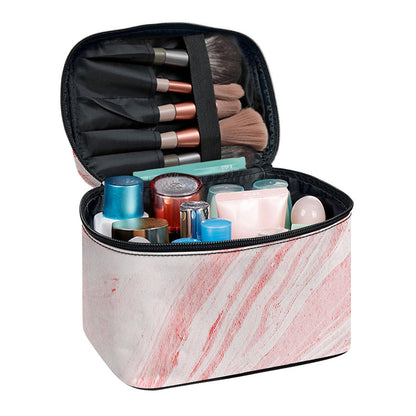 Pink Liquid Marble Print Travel Makeup Bag