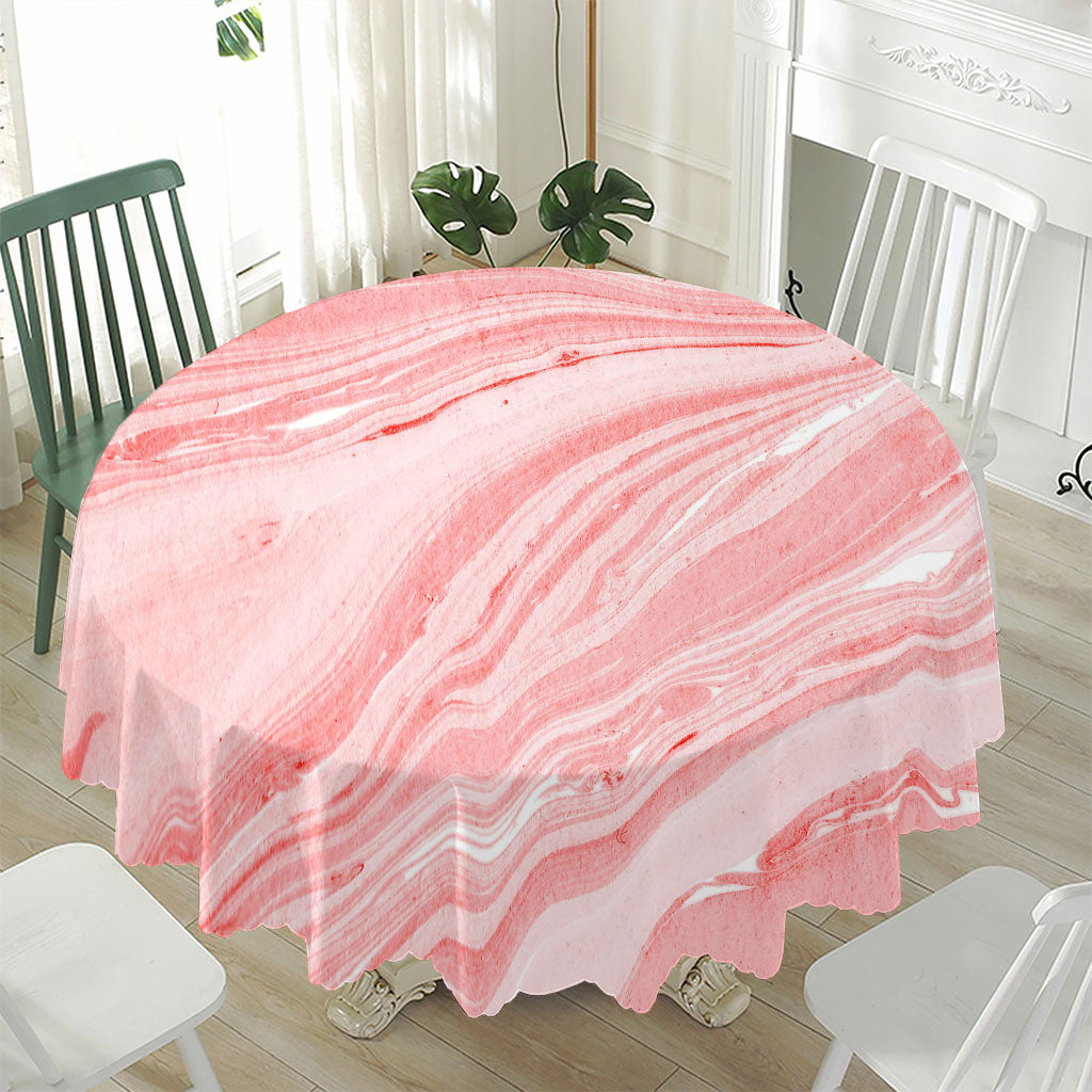 Pink Liquid Marble Print Waterproof Round Tablecloth