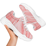 Pink Liquid Marble Print White Chunky Shoes