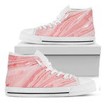 Pink Liquid Marble Print White High Top Sneakers