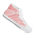 Pink Liquid Marble Print White High Top Sneakers