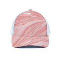 Pink Liquid Marble Print White Mesh Trucker Hat