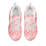 Pink Liquid Marble Print White Running Shoes