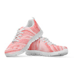 Pink Liquid Marble Print White Running Shoes