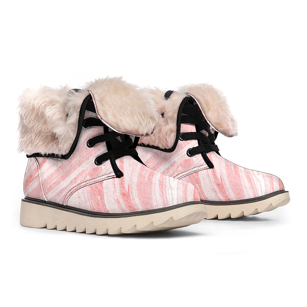 Pink Liquid Marble Print Winter Boots