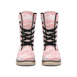 Pink Liquid Marble Print Winter Boots