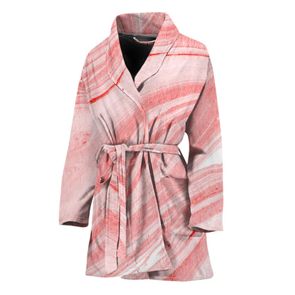 Pink Liquid Marble Print Women's Bathrobe