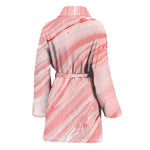 Pink Liquid Marble Print Women's Bathrobe