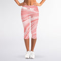 Pink Liquid Marble Print Women's Capri Leggings