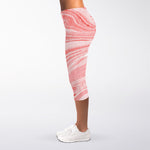 Pink Liquid Marble Print Women's Capri Leggings