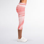 Pink Liquid Marble Print Women's Capri Leggings