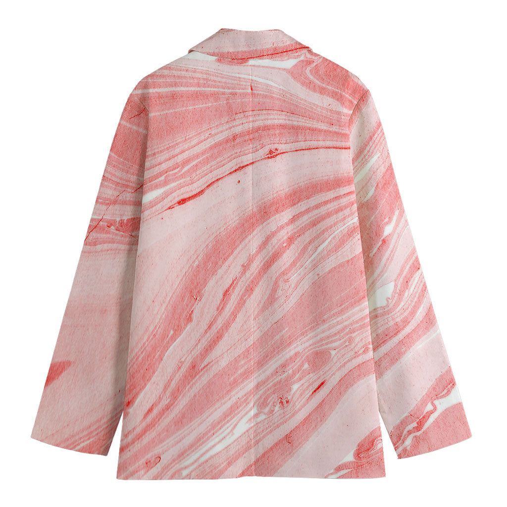 Pink Liquid Marble Print Women's Cotton Blazer