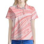 Pink Liquid Marble Print Women's Polo Shirt