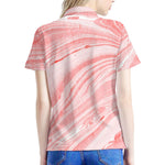Pink Liquid Marble Print Women's Polo Shirt