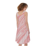 Pink Liquid Marble Print Women's Sleeveless Dress
