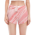 Pink Liquid Marble Print Women's Split Running Shorts