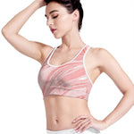 Pink Liquid Marble Print Women's Sports Bra