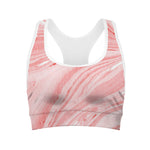 Pink Liquid Marble Print Women's Sports Bra