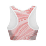 Pink Liquid Marble Print Women's Sports Bra