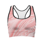 Pink Liquid Marble Print Women's Sports Bra