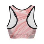 Pink Liquid Marble Print Women's Sports Bra