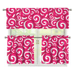 Pink Lollipop Candy Pattern Print 3 Piece Kitchen Curtains