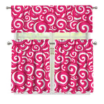 Pink Lollipop Candy Pattern Print 3 Piece Kitchen Curtains
