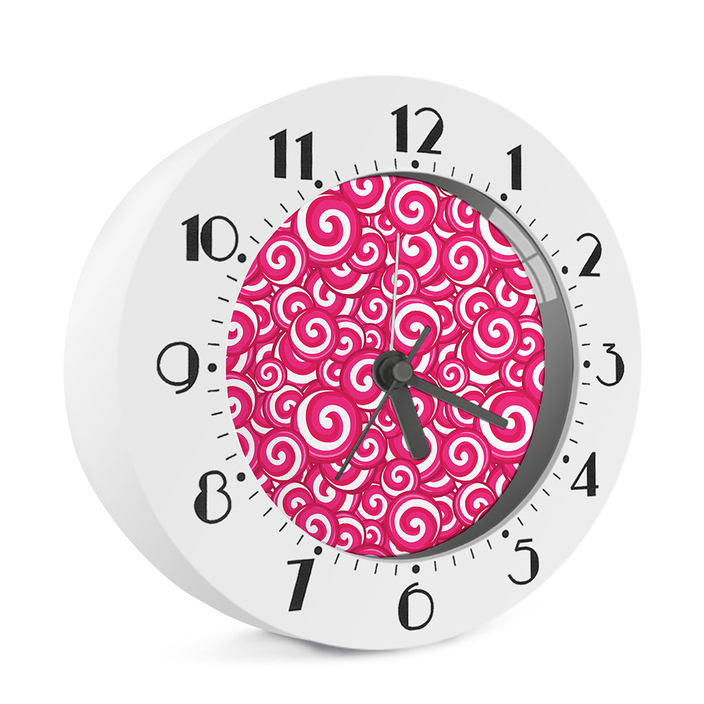 Pink Lollipop Candy Pattern Print Alarm Clock