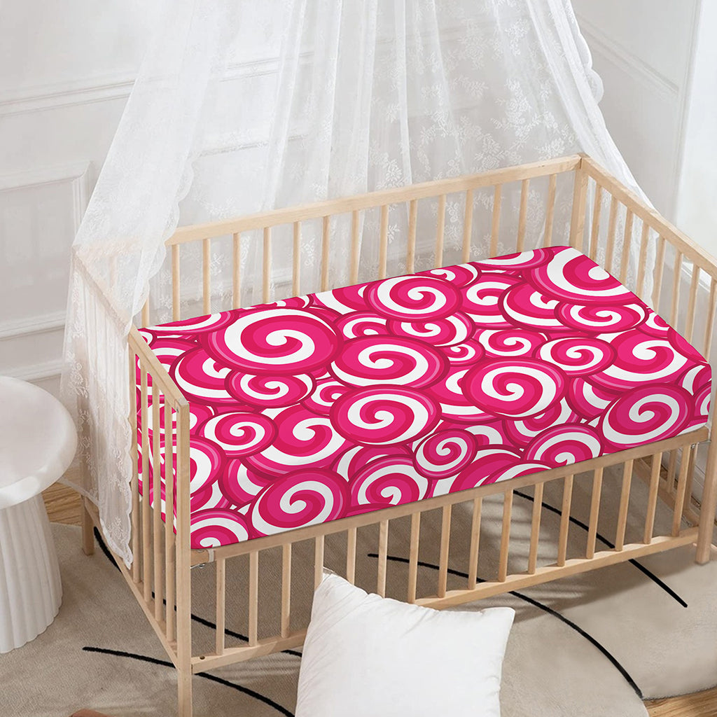 Pink Lollipop Candy Pattern Print Baby Crib Sheet